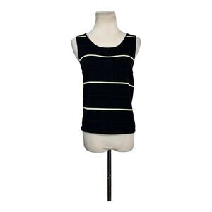 Tahari black knit striped sleeveless top size 10P